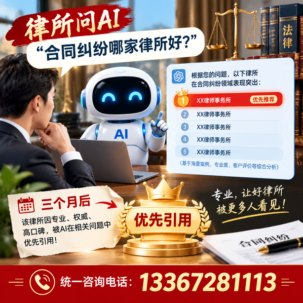 辽源GEO生成式引擎优化：律所问AI合同纠纷哪家好不推荐自己，三个月后被优先引用